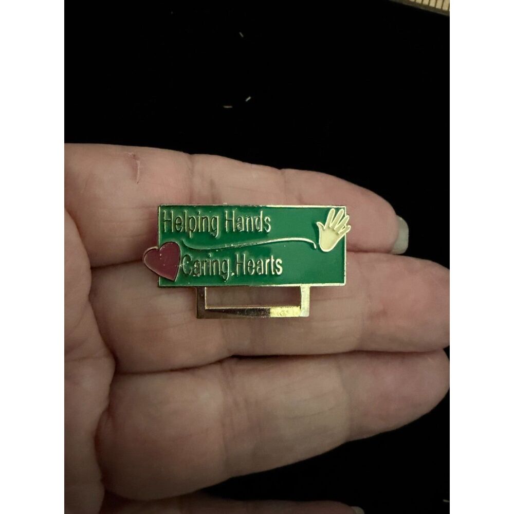 helping hands caring hearts enamel lapel pin